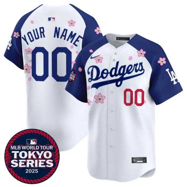Mens Los Angeles Dodgers Active Player Custom White Royal 2025 Tokyo Series Limited Stitched Baseball Jersey